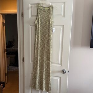 Sleeveless Yellow Knit Tank Maxi Dress